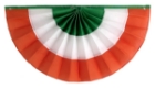 3 stripe orange, green, and white St. Patrick`s Day themed pleated fan bunting
